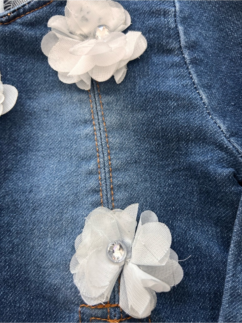 Navy Denim 3-Piece Outfit with White Floral Lace. Size 3T - Picture 7 of 11